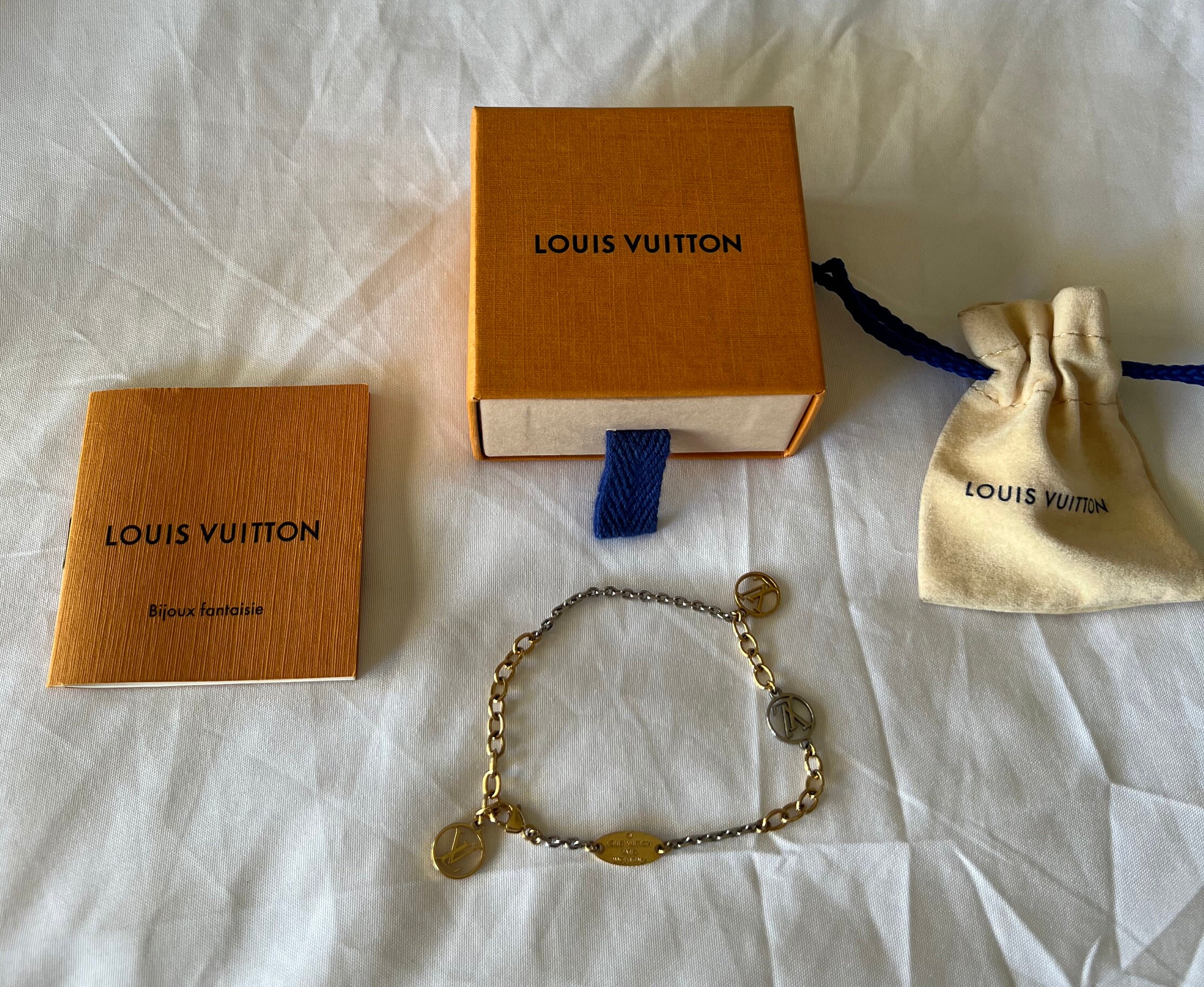 Louis Vuitton Gold & Silver Tone Logo Charm Logomania Bracelet Louis  Vuitton