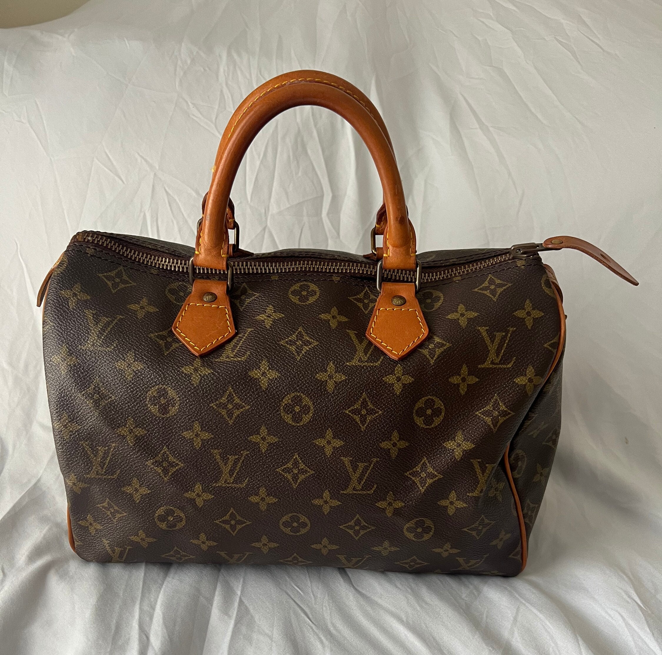 Hand Painted, Vintage Louis Vuitton Speedy 30 - Rainbow Reflection Artwork Artwork on Both Sides