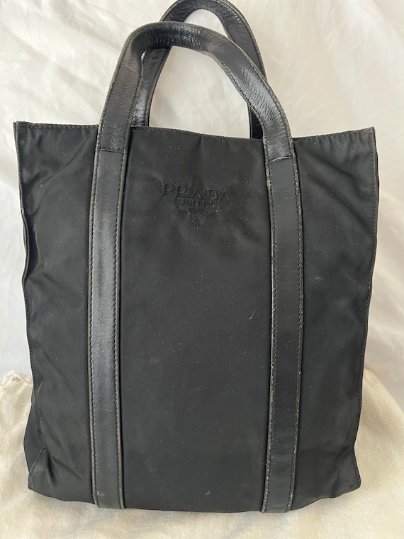Vintage Prada Tessuto Black Nylon Small Tote Bag
