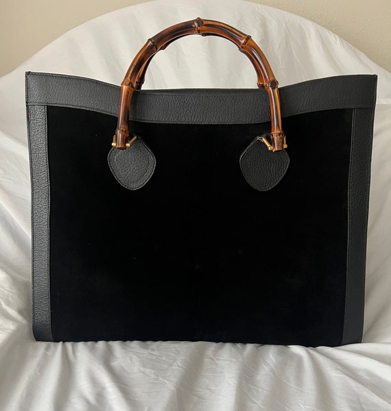 Gucci Vintage Black Suede Leather Princess Diana M