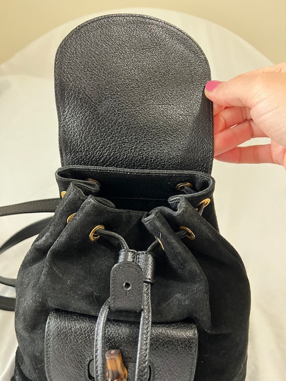 Vintage Gucci Black Suede Mini Backpack - image 9