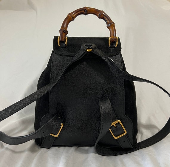 Vintage Gucci Black Suede Mini Backpack - image 3