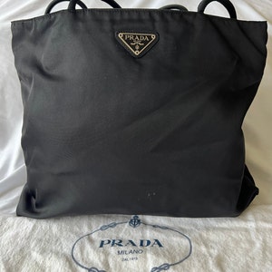 PRADA Tessuto Nylon Tote Shoulder Bag Black