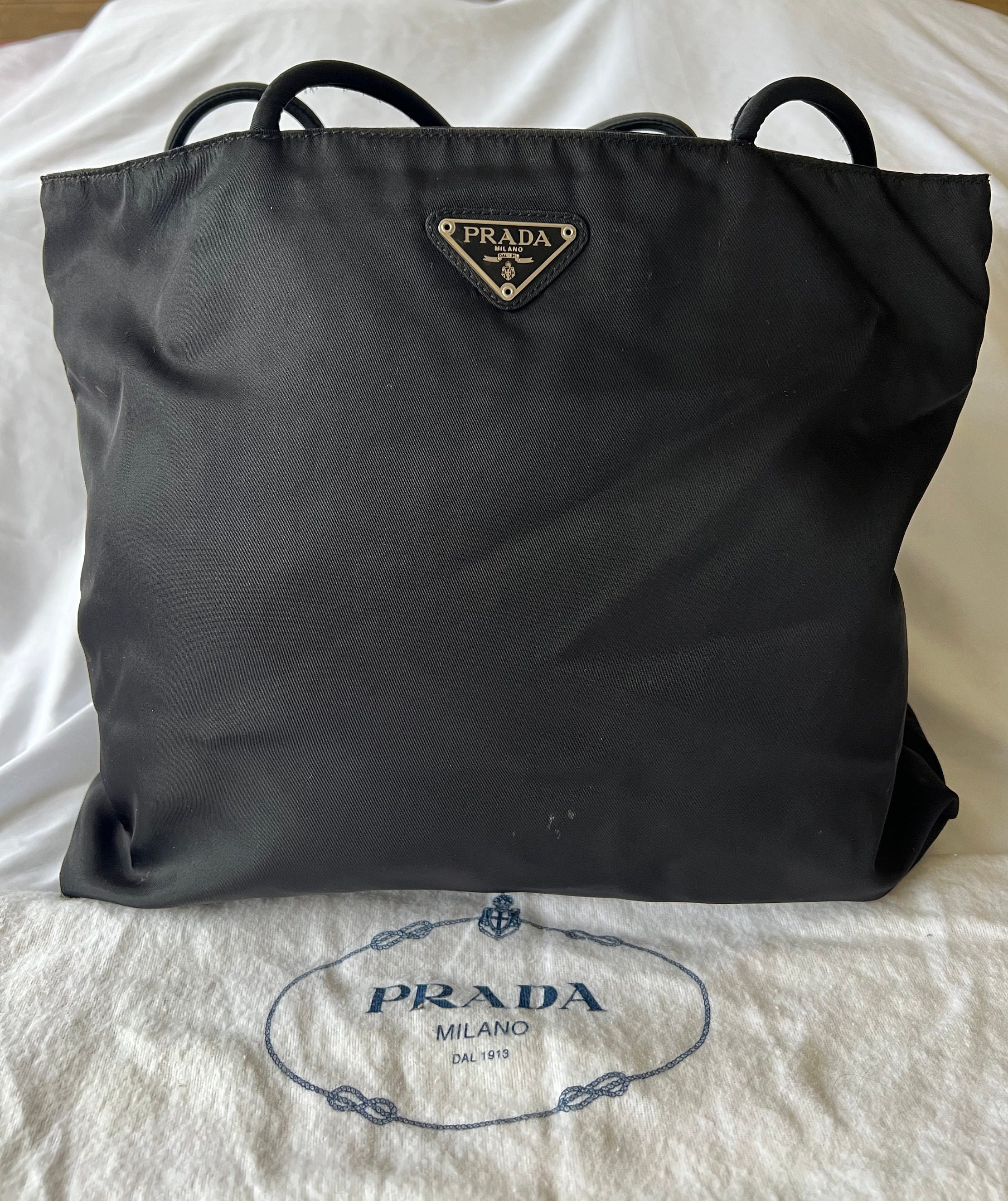 Vintage Prada Tessuto Black Nylon Tote Bag -  India