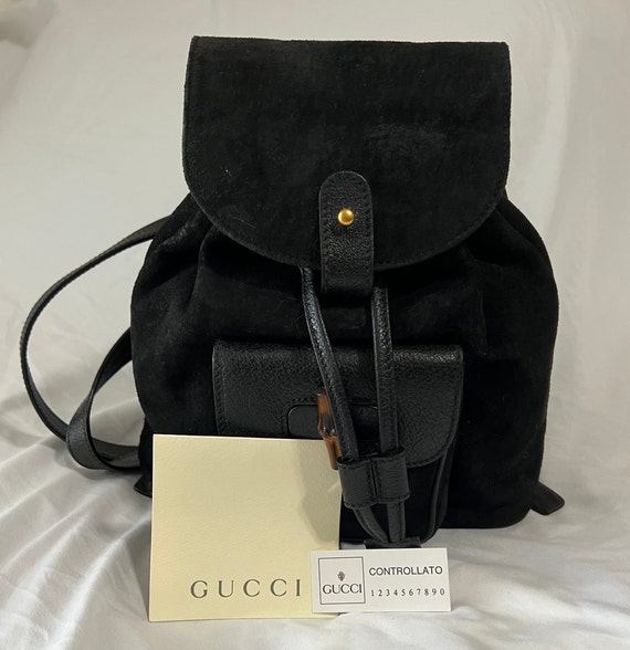 Vintage Gucci Black Suede Mini Backpack - image 2