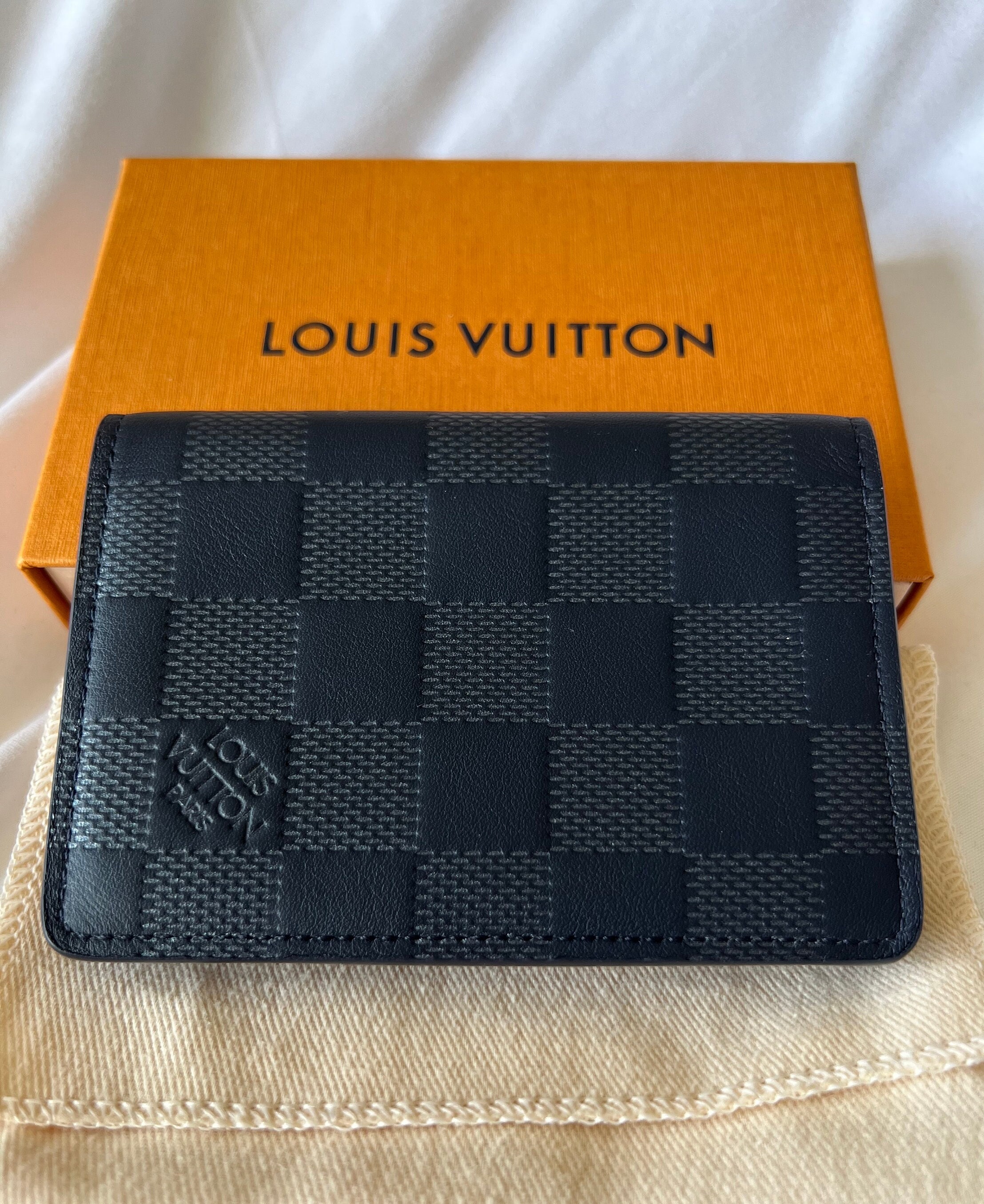 Louis Vuitton Men's Black Leather Pocket Organizer Damier Infini