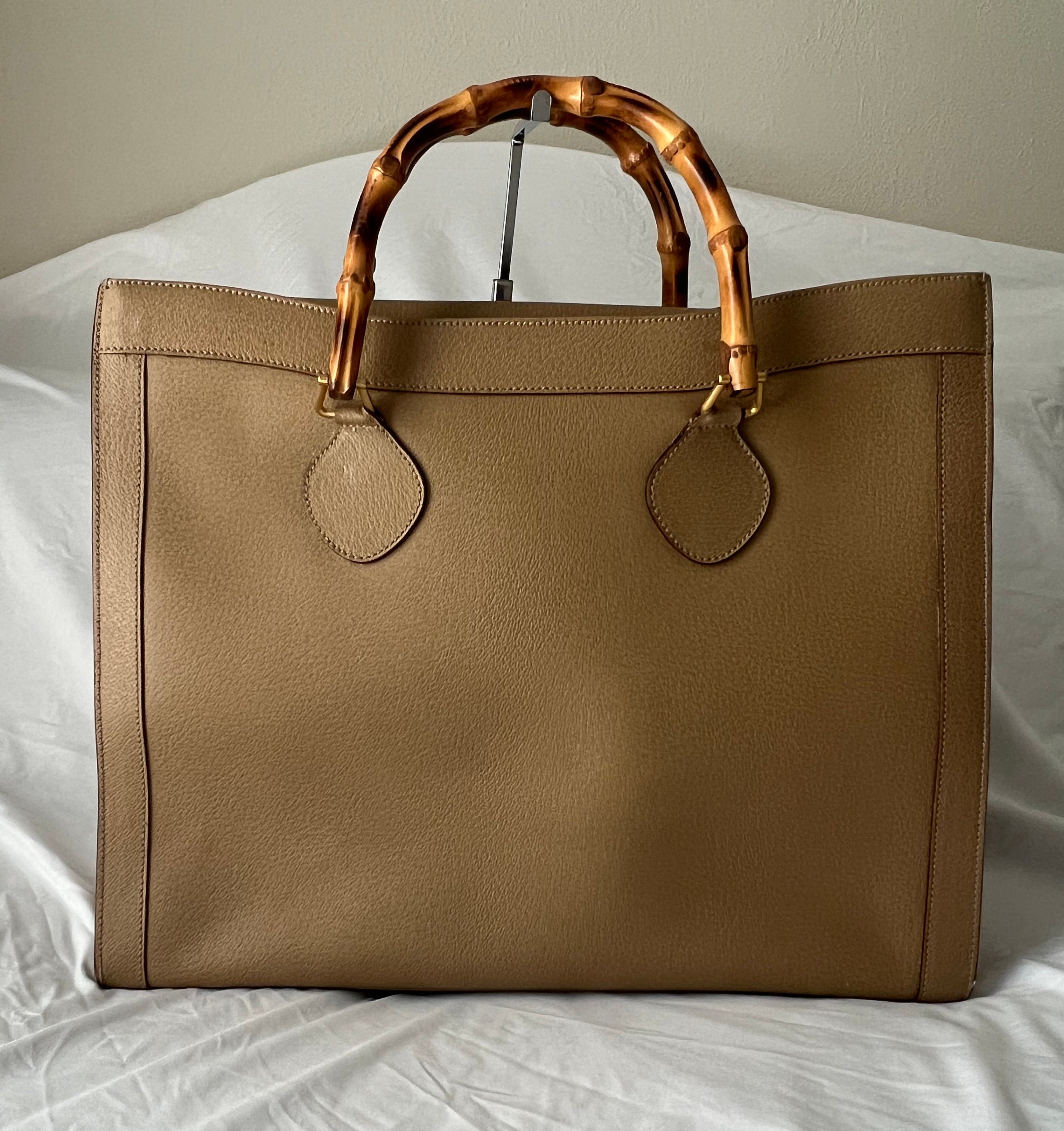 Gucci Vintage Camel Light Tan Leather Princess Diana Maxi XL Tote