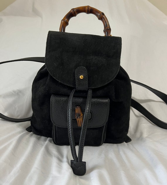 Vintage Gucci Black Suede Mini Backpack - image 1