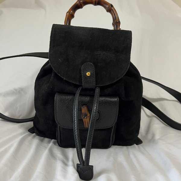 Vintage Gucci Black Suede Mini Backpack