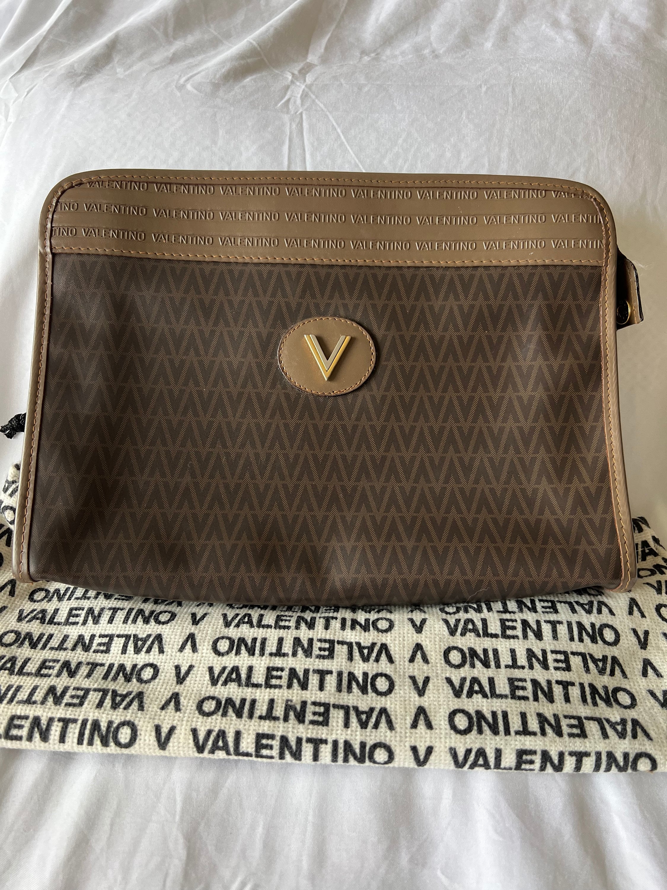 Buy Authentic Vintage MARIO VALENTINO Brown Coated Canvas Medium