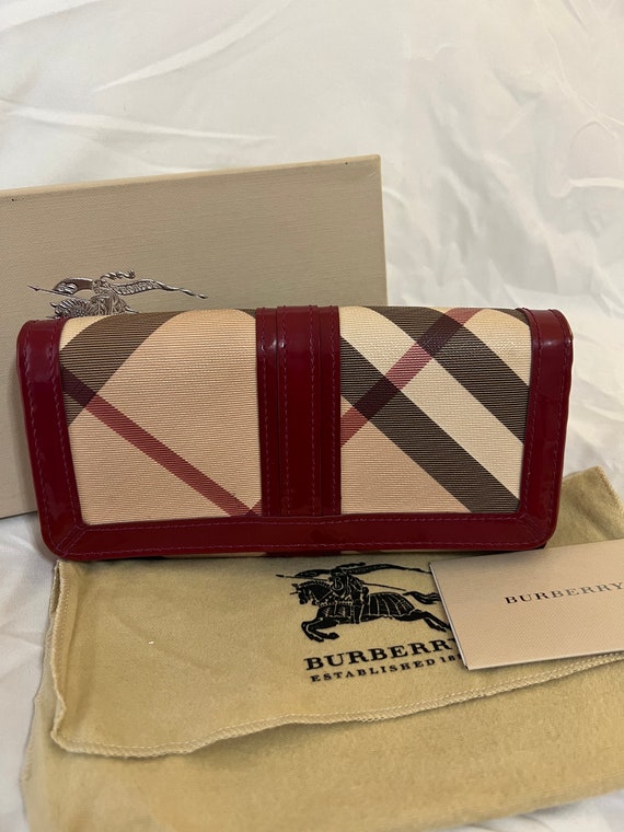 Cartera cl sica burberry roja a cuadros Nova Check Etsy Espa a