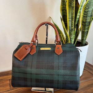 Vintage Polo Ralph Lauren Plaid Boston Bag Handbag Black Watch