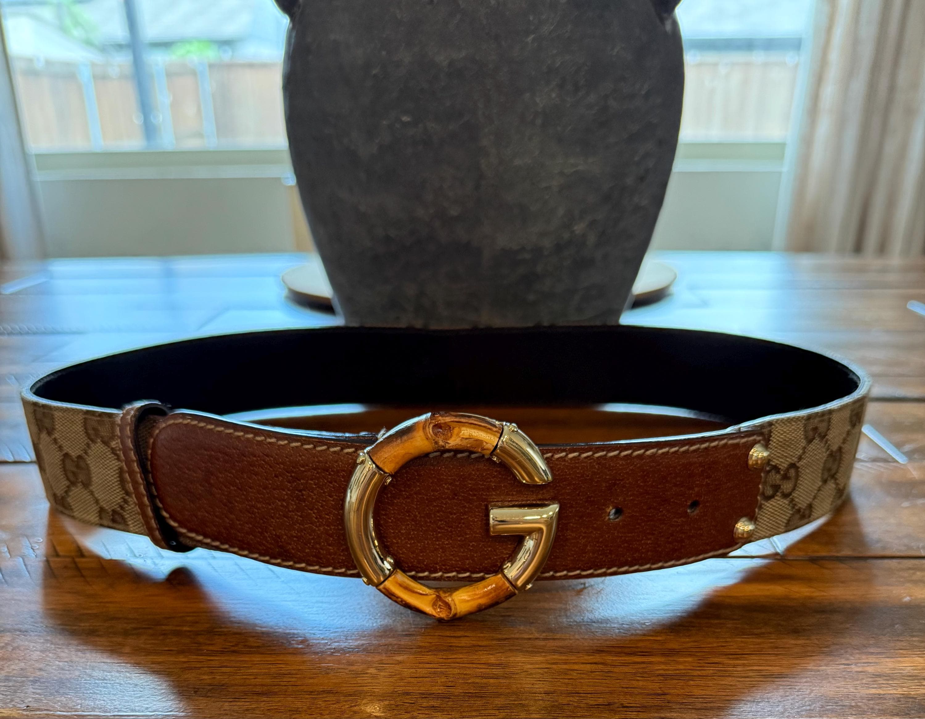Gucciグッチ GGパターン ベルト　バンブー Gucci Bamboo Belt - Etsy