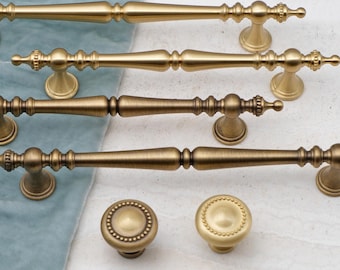 Polka Dot Brass Cabinet Pulls | Antique Brass Pulls | Aged Brass Handles | Gold Kitchen Pulls | Cabinet Hardware | Brushed Gold Handles