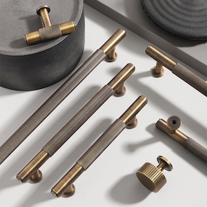 Linear Aged Brass Pulls: Antique Brass Cabinet Pulls, Kitchen Cabinet Hardware