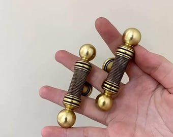 Premium Antique Brass Pulls Knurled Design | Vintage Brass Kitchen Pulls | Antique Door Pulls | Aged Brass Cabinet Pulls | Brass Handles