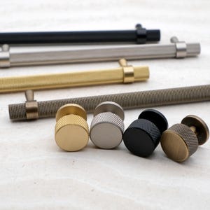 Solid Brass Knurled Cabinet Handles | Gold And Black Cabinet Pulls | Nickel Cabinet Handles | Antique Brass Pulls | Kitchen Cabinet Hardware