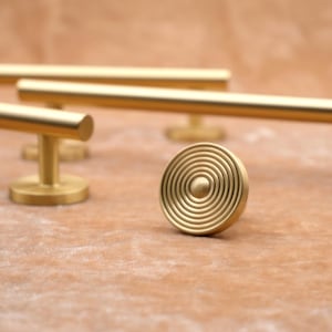 Minimalist Solid Brass Cabinet Handles | Modern Gold Cabinet Pulls | Brushed Brass Pulls | Satin Brass Pulls | Kitchen Cabinet Hardware