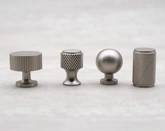 Gebürstete Nickel-massive Messing-Schrank-Knöpfe | Schubladenknäufe | Gekordelte Messing Schublade Knäufe | Moderne Möbel Knäufe | Nickel-Schrankbeschläge