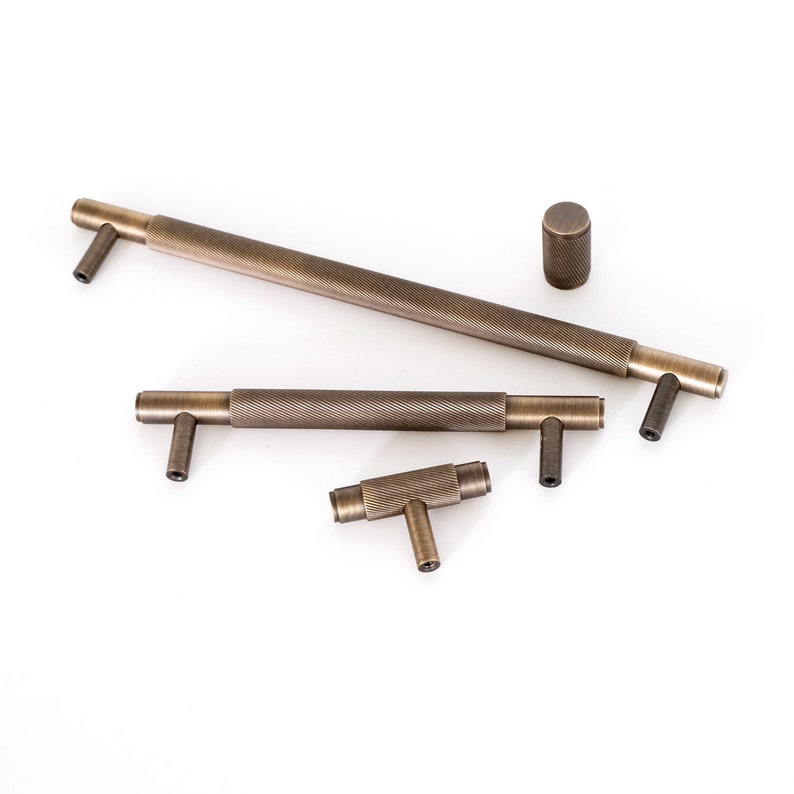 Antique Brass Handles Knurled Design Vintage Brass Kitchen Pulls ...