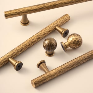 Maniglie per mobili in ottone martellato, maniglie per cassetti antiche e vintage, accessori da cucina fatti a mano