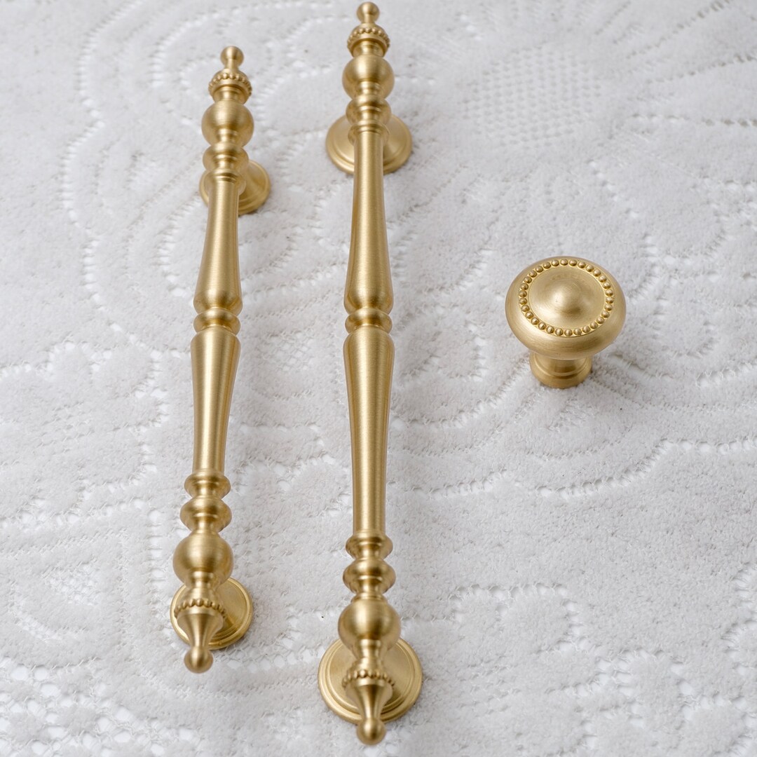 Solid Brass Cabinet Handles, Antique Gold Kitchen Drawer Pulls - Etsy