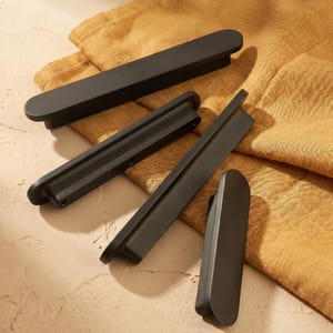 Matte Black Rounded Bar Cabinet Pull, Modern Drawer Handle, Minimalist Kitchen Cabinet Hardware