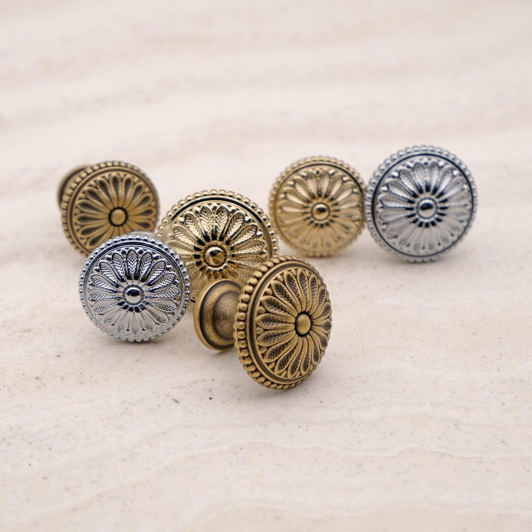 Victorian Antique Brass Cabinet Knobs Aged Brass Knobs Gold and Chrome ...