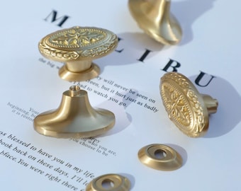 Victorian Knobs Solid Brass Knobs Oval Gold Dresser Knobs Decorative Drawer Knobs Antique Wardrobe Door Knobs Solid Brass Kitchen Hardware