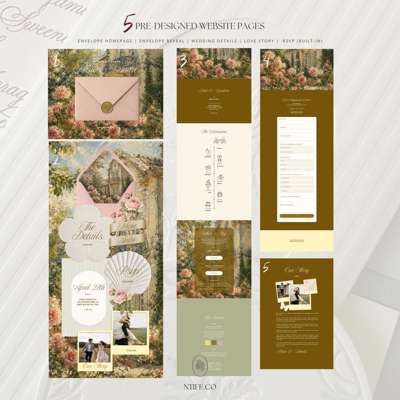 Vintage English Garden Wedding Website Template | Fine Art Floral Design (Canva Editable) image 4