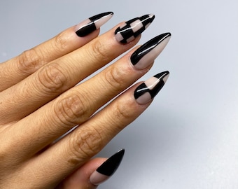 Nude Black Nails | Etsy