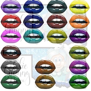 LABIOS coloridos - conjunto de 20 labios de varios colores - PNG y JPG - Descarga digital - para sublimación, vasos, manualidades, tarjetas, San Valentín, etc.