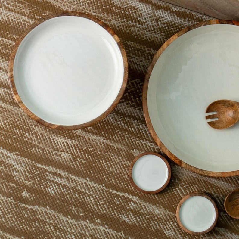 Aesthetic Living Mango Wood Cake Stand - Thumbnail 4