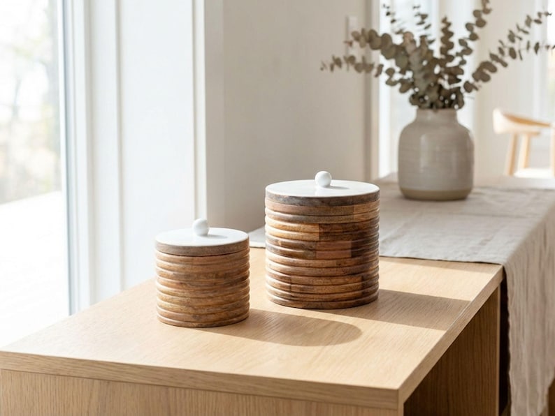 Aesthetic Living Mango Wood Canister - Thumbnail 3