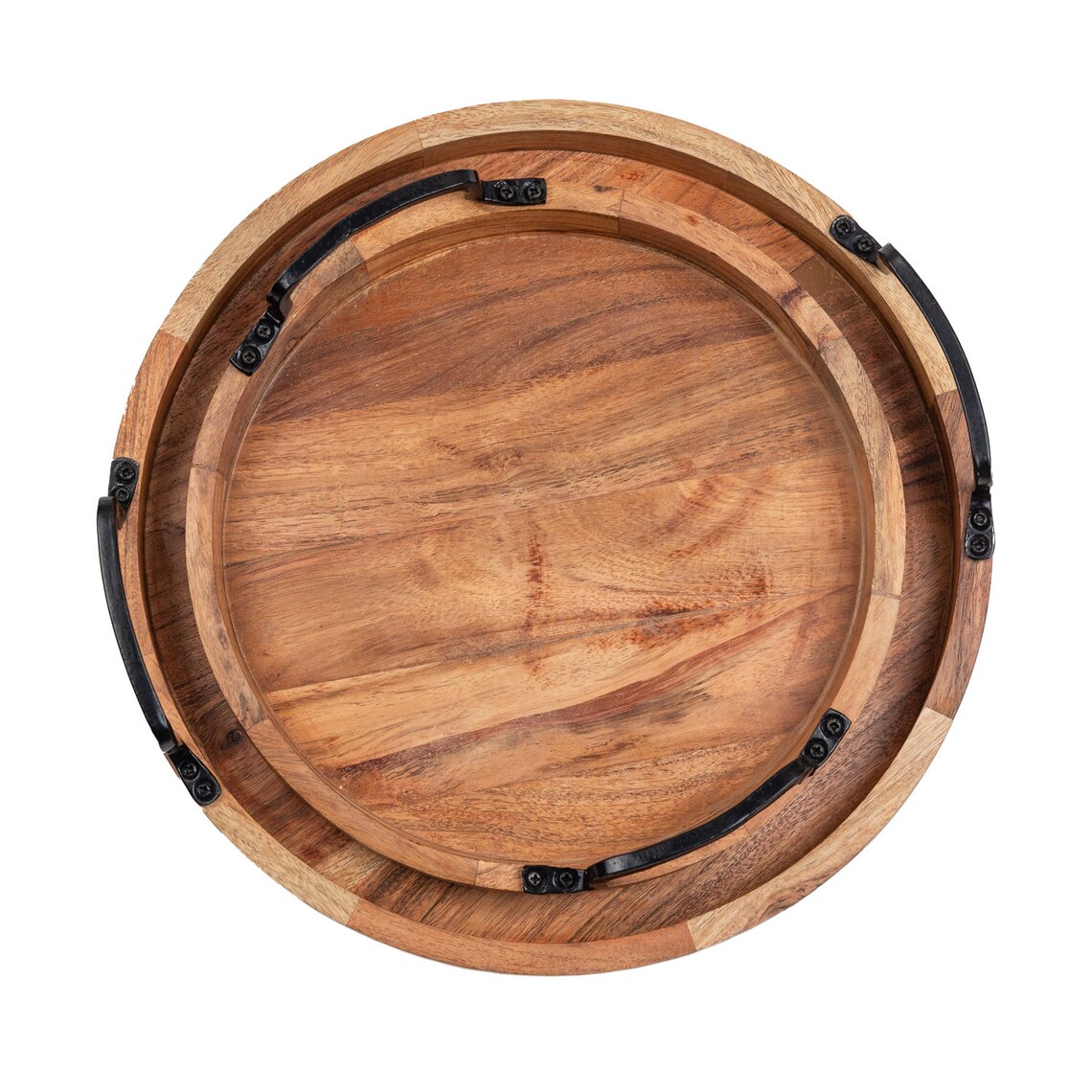 Round Wooden Trays 12 and 10 Set of 2 Solid Serving Tray Etsy Canada