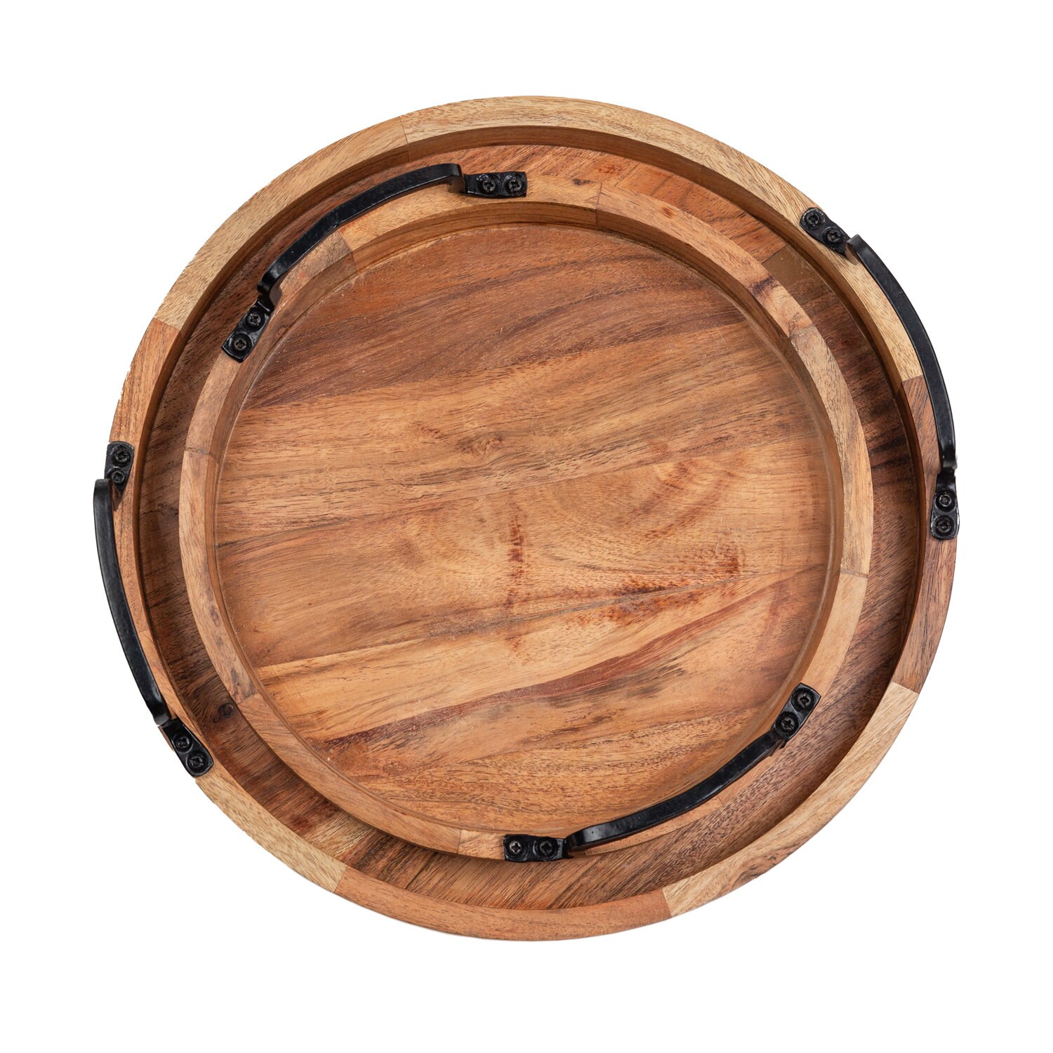Round Wooden Trays 12 and 10 Set of 2 Solid Serving Tray Etsy Canada