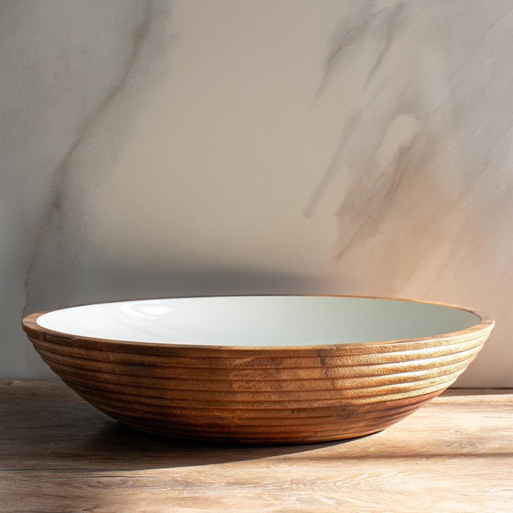 Large Serving Bowl, Wooden Salad Bowl for Gifting, Serving & Home Decor - Perfect Table Centrepiece or Kitchen Accent