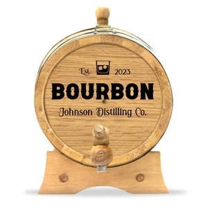 Personalized Small Bourbon Barrel | Custom Engraved Oak Barrel | Age Tequila, Bourbon, Whiskey, Rum, Scotch | New Charred White Oak Barrel