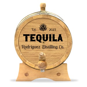 New Personalized Small Tequila Barrel | Custom Engraved Oak Barrel | Age Tequila | Age Mezcal | New Charred White Oak Barrel | USA Company