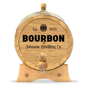 Personalized Small Bourbon Barrel | Custom Engraved Oak Barrel | Age Tequila, Bourbon, Whiskey, Rum, Scotch | New Charred White Oak Barrel