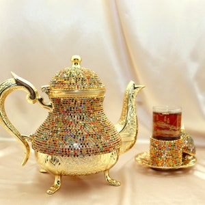 12 Pcs Glazze Mirage Crystal Luxury Tea Set, Arabic Tea Set