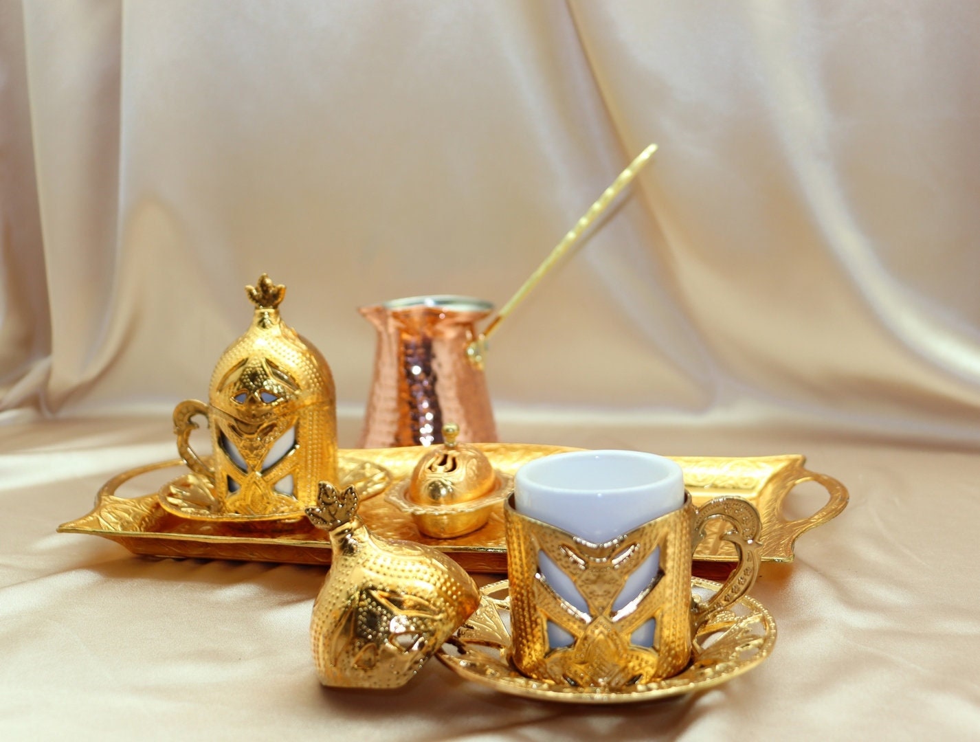Turka for coffee Armenian gezva, with sand, copper, high, 690 ml
