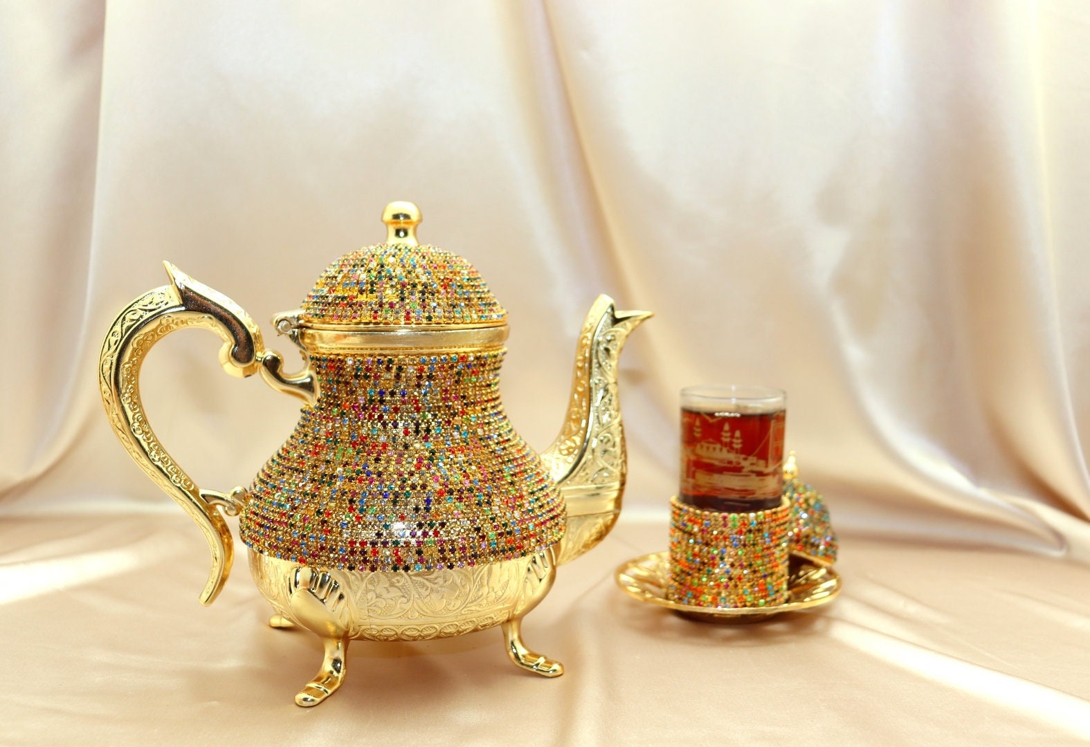 Théière arabe fantaisie, Bouilloire marocaine de type Swarovski