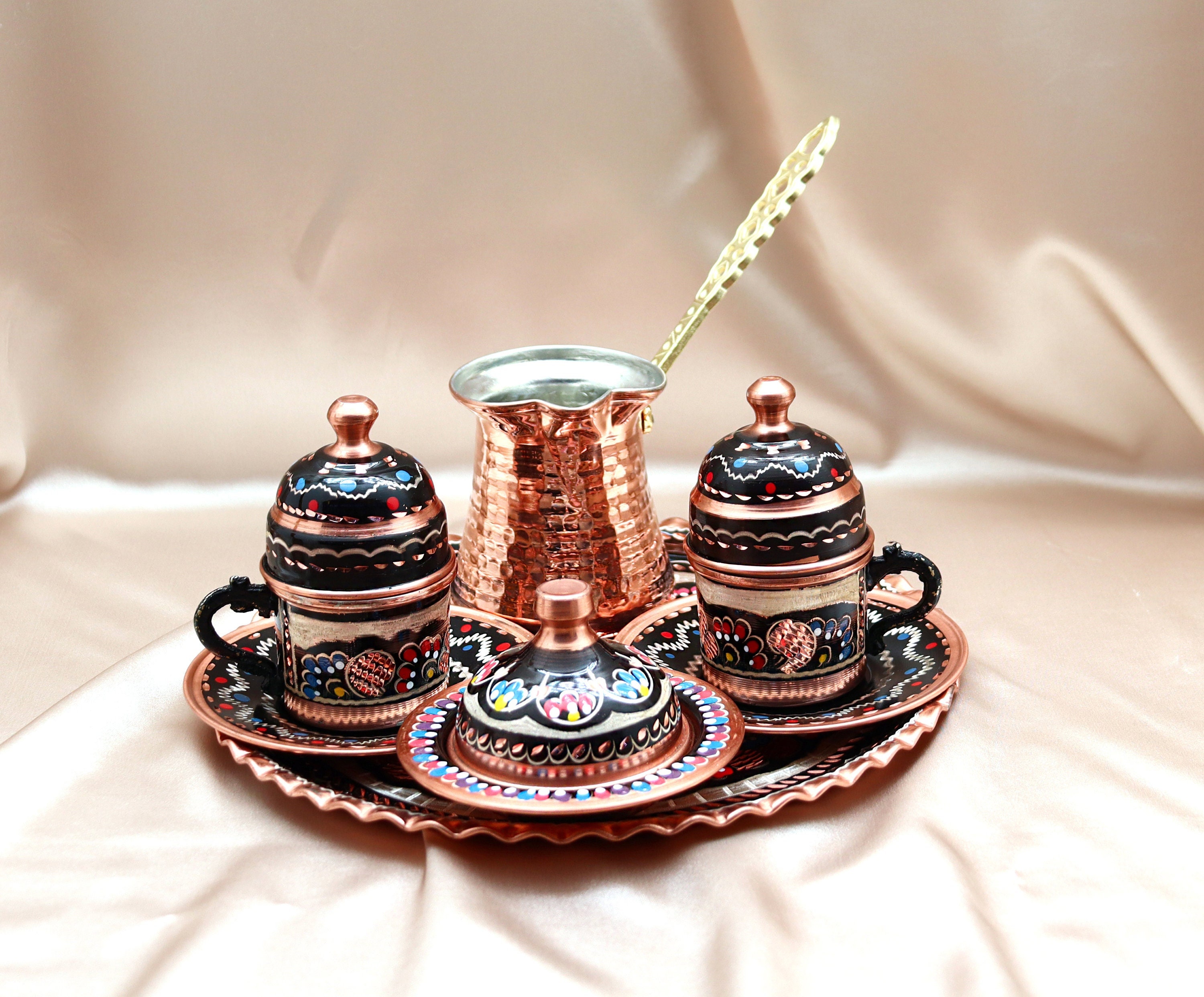 Tazas de café turco espresso de 2 onzas con platillos – Juego de 12 tazas  de café multicolor con caja de regalo – Tazas de café de porcelana de grado