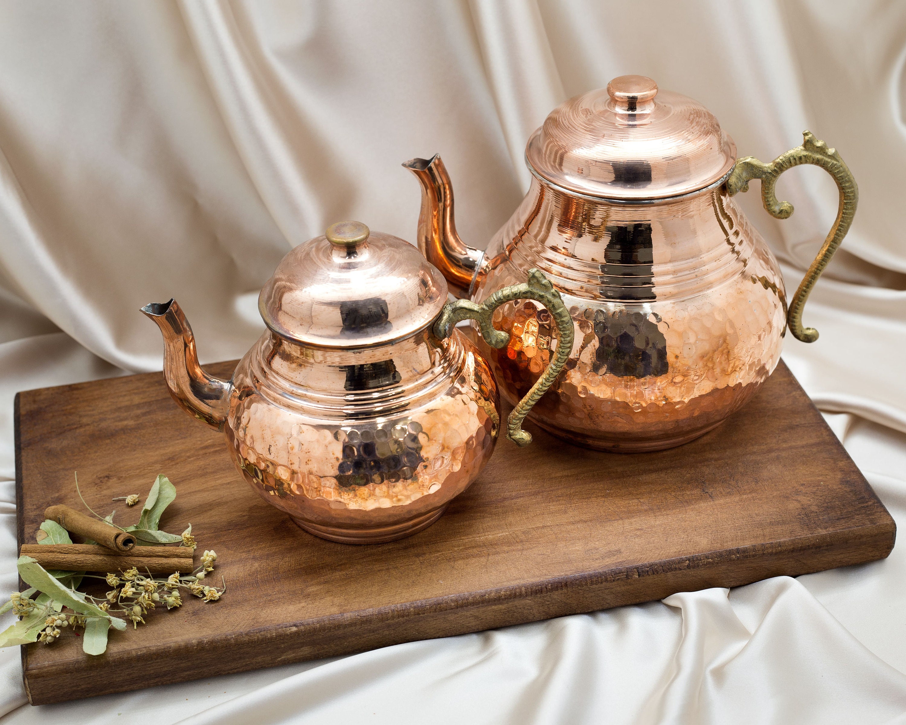 Hammered Shiny Silver Turkish Tea Pot