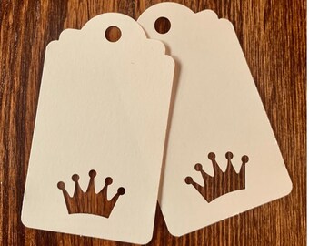 White Crown Gift Tags; Perfect For Birthday & Holiday Gifts; Set of 10 Tags