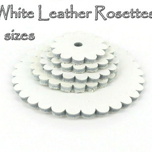 Saddle Leather Rosette Conchos with hole (5) Sizes Available White color New