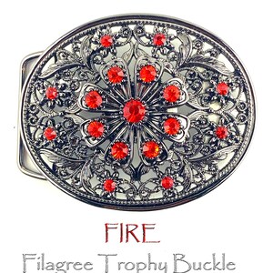 Vintage Filigree Belt Buckle: Hyacinth Rhinestone Trophy Buckle, 1.5-1.75&quot; Strap