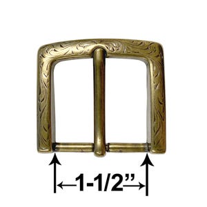 Floral Engraved Buckle Fits 1-1/2&quot; Wide Belts Single Pronged Squared Replacement Buckle New