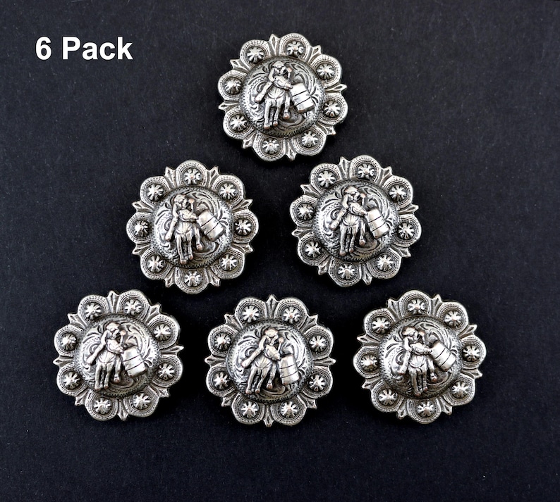 Concho Lot of 6 Berry Concho Antique Silver Barrel Racer Western